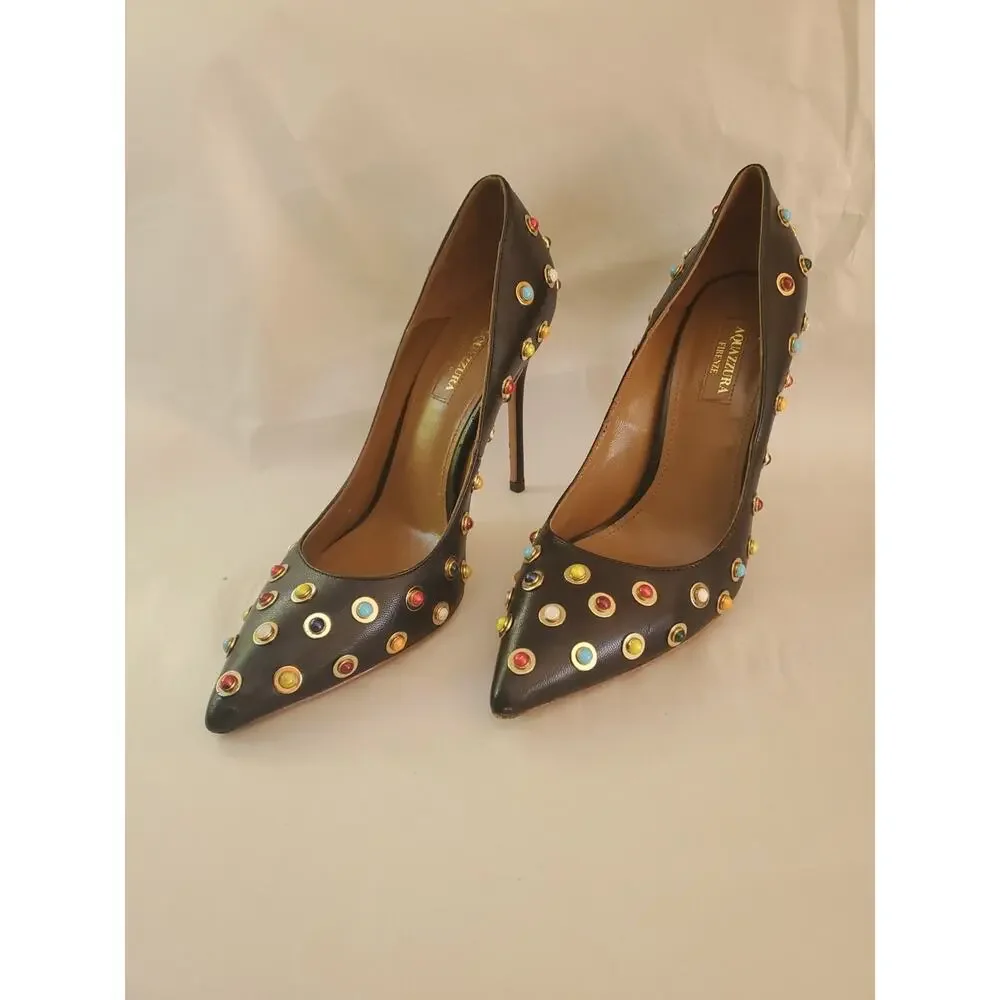 Women Aquazzura Byeantine105 leather Pumps with multicolored James Size 38 - Picture 3 of 11